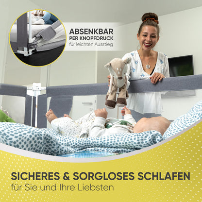 RAWVEL Bettgitter grau 90 cm – Rausfallschutz für Kinderbetten