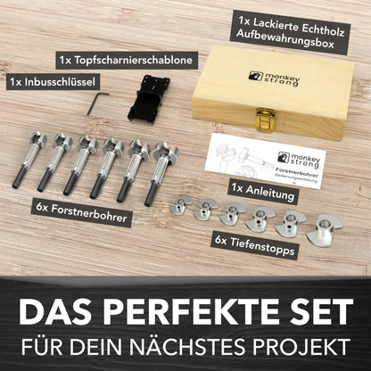 monkeystrong Forstnerbohrer Set 13-tlg. Ø 15–40 mm mit Tiefenstopp