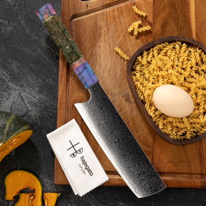 Hajegato Nakiri Damast Küchenmesser 7 Zoll - Profi VG10 Stahl
