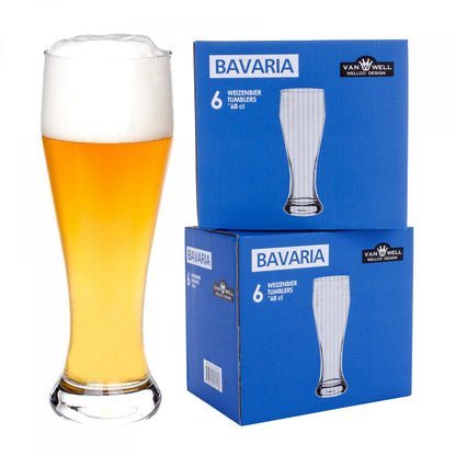 Van Well Bavaria Weizenbiergläser 0,5 l, geeicht, 12er-Set aus klarem Glas
