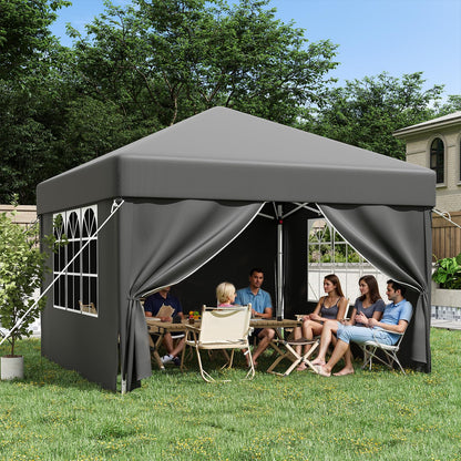 JUMMICO Faltpavillon 3x3m Wasserdicht UV50+ Grau mit 4 Seitenwänden