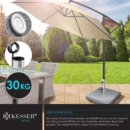 KESSER Granit Sonnenschirmständer 30 kg mit Edelstahlrohr, Grau