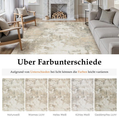 PureCozy Kurzflor Teppich beige 200x300 cm rutschfest waschbar
