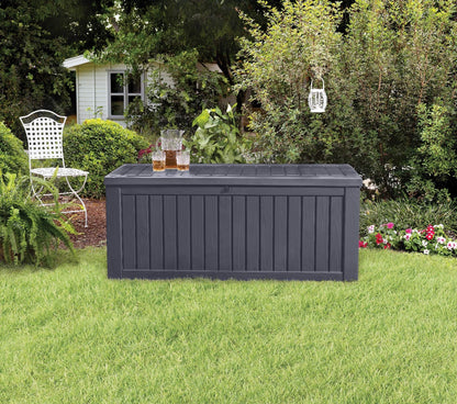 Koll Living Auflagenbox Kissenbox Holzoptik 570L – Anthrazit