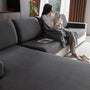 OHSIO Stretch Sofabezug Chaiselongue, rutschfest, waschbar, Dunkelgrau aus elastischem Polyestergewebe