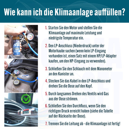 ClimaSet R134a Ersatzgas Klimaanlage Nachfüllset - 3x235g ECO
