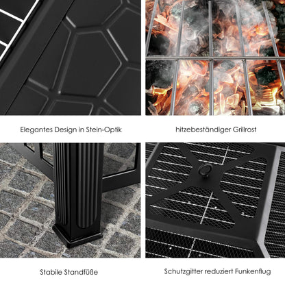 KESSER® Feuerstelle 3in1 mit Grillrost & Schutzhülle 82x82cm