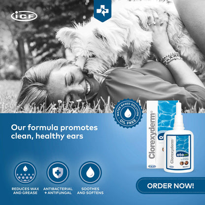 ICF Clorexyderm Oto Piu Ohrreiniger für Hunde und Katzen, 2 x 150 ml