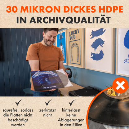SPINCARE LP Innenhüllen 12 Zoll, antistatisch, Reispapier, 100 Stück