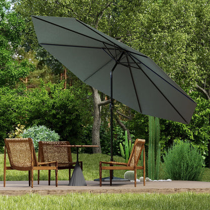 UISEBRT Sonnenschirm 300 cm Alu neigbar mit Handkurbel, dunkelgrau