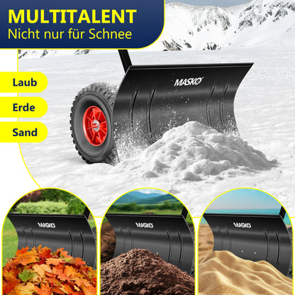 Masko Schneeschieber auf Rädern – 75 cm Schwarz, höhenverstellbar
