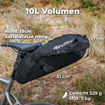 Rovativ Bikepacking Satteltasche ST1, 10 Liter, wasserdicht, TPU