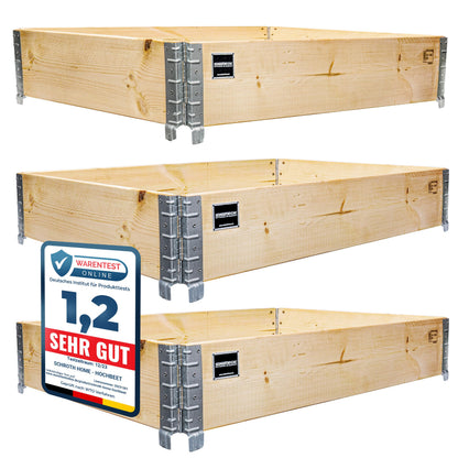 Schroth Home Hochbeet Palettenrahmen 120x80x20cm Fichtenholz 3er-Set, rechteckig und faltbar