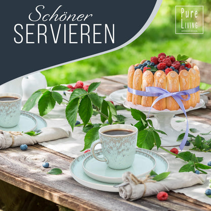 Pure Living Ibiza Steingut Geschirrset - 6 Pers. 24 tlg. Blau-Beige