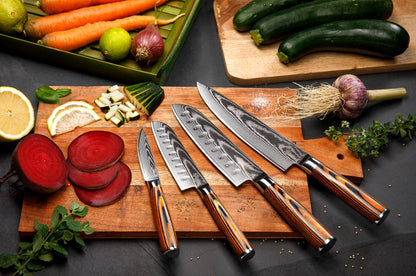 Wolfblood 4er Damastmesser Set – Profi Chef & Santoku