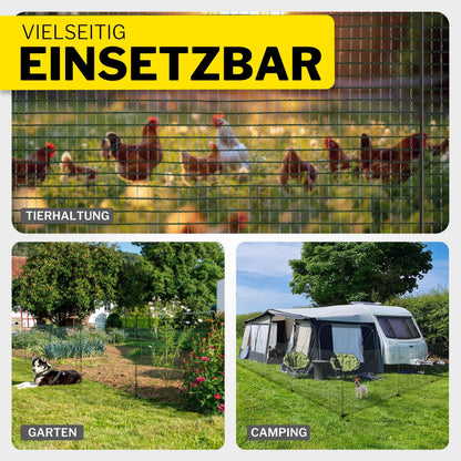 horizont Mobiler Hundezaun 25 m x 90 cm, 15 Pfähle, Garten & Camping