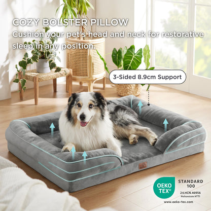 BEDSURE Orthopädisches Hundesofa für grosse Hunde – 106x80 cm, Grau