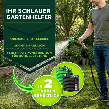 TRESKO Flexibler Gartenschlauch 30 m mit Messing-Verschraubungen