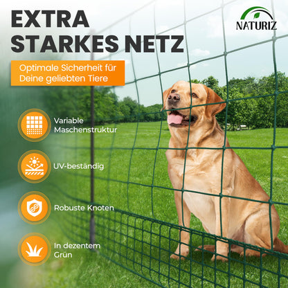 NATURIZ Weidezaun 105x25m mobil ohne Strom extra hoch - Grün