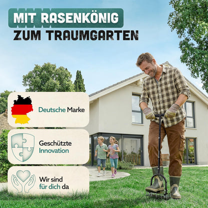RASENKÖNIG Rasenlüfter Pro | Manueller Rasenbelüfter mit T-Griff