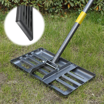 DAKEPOLE Nivellierrechen Edelstahl Rasenrechen 182 cm verstellbar mit glatter Metallplatte