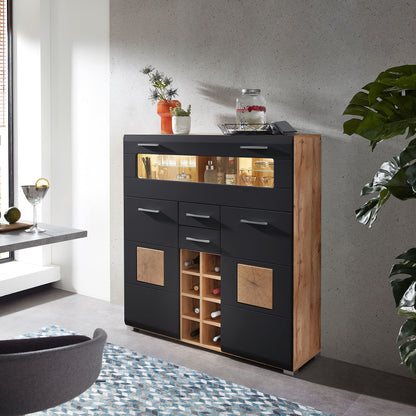 Stella Trading SONATE Barschrank – Eiche Altholz Optik, Schwarz