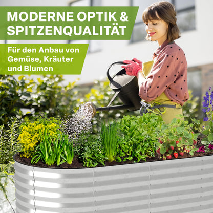 TTL GARDEN Hochbeet Spirit XL Metall 320x80x80 cm Silber verzinkt