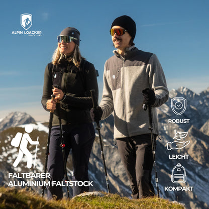 ALPIN LOACKER Wanderstöcke faltbar Aluminium mit Korkgriff 100-120 cm