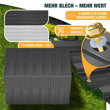 KESSER Trapezblech 14er Set, 110 x 46 cm, Stahl verzinkt, Anthrazit