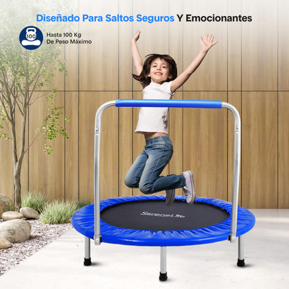 SereneLife Kindertrampolin SLELT367 klappbar, Ø 91 cm, himmelblau