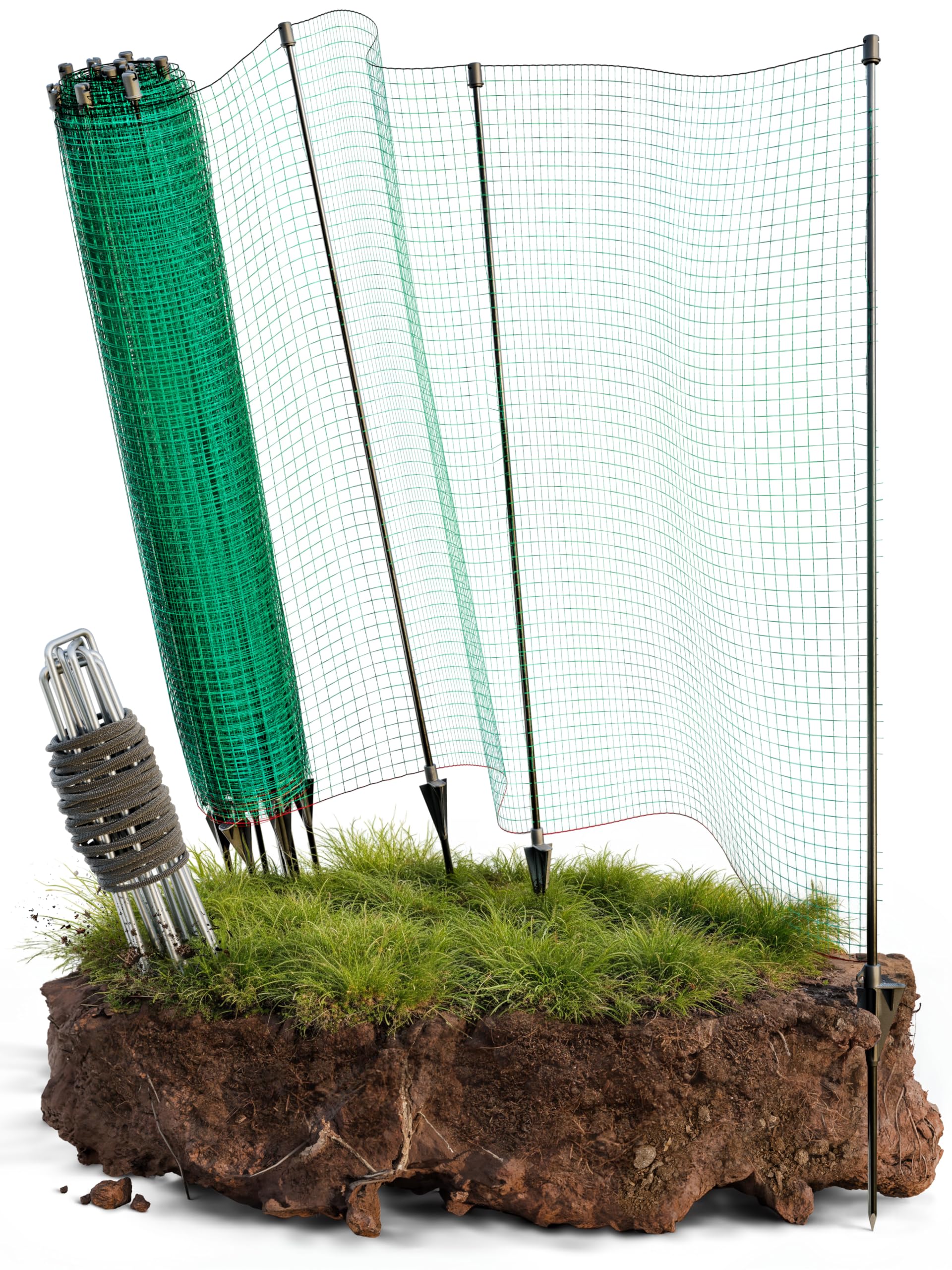 Smabix Mobiler Steckzaun 15 m x 90 cm, Komplett-Set Hundezaun als Netzzaun zum Einstecken