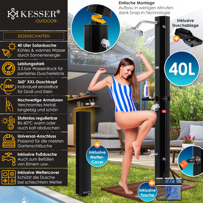 KESSER® Solardusche Gartendusche 40 Liter Schwarz