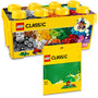 LEGO Classic Bausteine-Box mittelgross + grüne Bauplatte, 484 Teile – bunte Steine in Aufbewahrungsbox