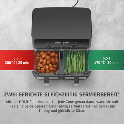 CASO AirFry DuoChef Heissluftfritteuse – 2in1 Air Fryer 14L Ofen