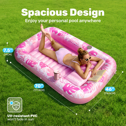 Sloosh Tanning Pool – aufblasbare Sonnenliege mit Kissen, rosa