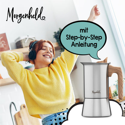 Morgenheld STYLE Espressokocher Edelstahl 6 Tassen Induktion