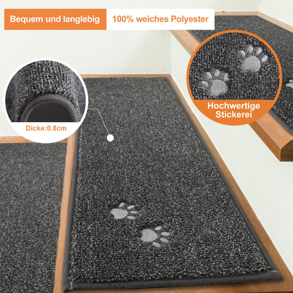 BEQHAUSE Stufenmatten rutschfest – 15er Set, dunkelgrau, 22x70cm