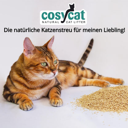 COSYCAT Bio Katzenstreu aus Holz, klumpend, staubfrei, 4 x 10 l
