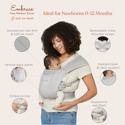 Ergobaby Embrace Soft Air Mesh Babytrage Neugeborene - Washed Black