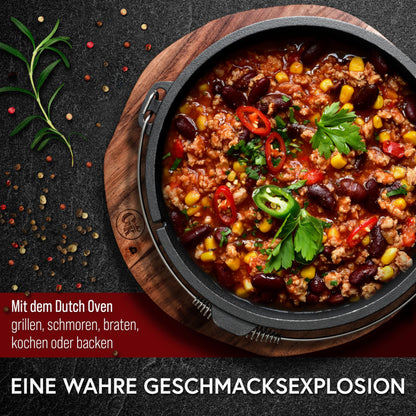 GUSSKÖNIG Dutch Oven Set – Gusseisen 8-teilig, eingebrannt