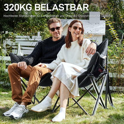 EVER ADVANCED Campingstuhl Faltsofa 2-Sitzer XXL - Schwarz