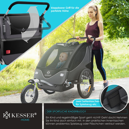 KESSER Kinderfahrradanhänger 2in1 Jogger – Schwarz