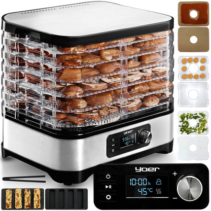 Yoer VitaSave FD01S Lebensmittel-Dörrautomat Edelstahl 6 Fächer