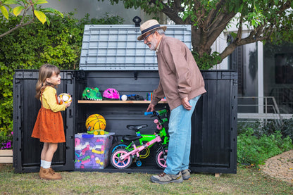 Keter Store-it-Out Midi Mülltonnenbox - 130x74x110cm Grau/Schwarz