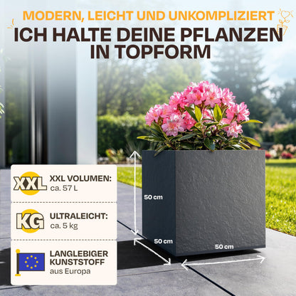 Ondis24 Vulkan Pierre 50 Pflanzkübel Schiefer Optik - Anthrazit