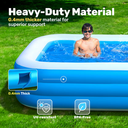 Sloosh Aufblasbarer Pool mit Sitzbank, 304,8 x 182,8 x 55,8 cm, Blau
