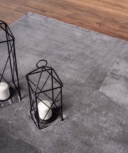 the carpet Relax Kurzflor Teppich Felloptik, Anthrazit, 240 x 240 cm