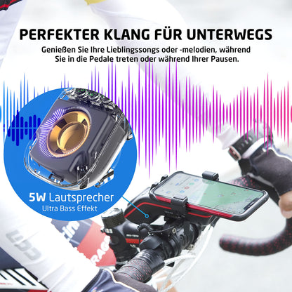 UPPEL Fahrrad Handyhalterung mit Bluetooth Lautsprecher und Powerbank