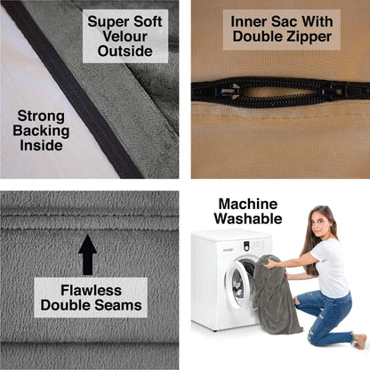 Charlie & Finn Riesen-Sitzsack - Memory-Foam Platin Grau