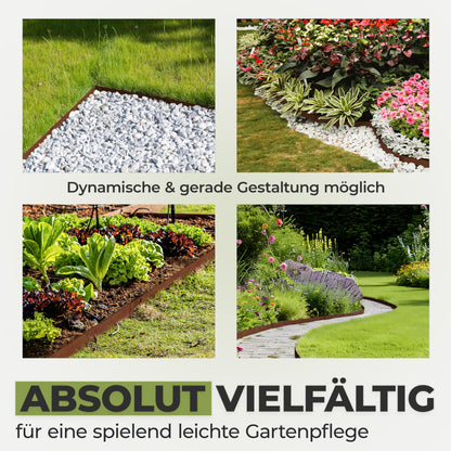 GardenGrace Rasenkante Cortenstahl Beeteinfassung - 10m 16cm 1.5mm